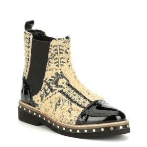 Free People Black and Cream Ankle Boots